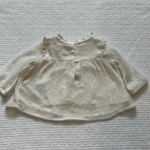 Baby Gap Baby Girl Blouse 0-3 M Swiss Dot Long Sleeve Top with Ruffles - Picture 7 of 9